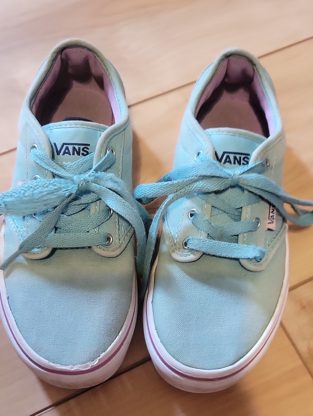 Vans Kids Canvas Low-Top Sneakers - Light Teal with Pink Lining